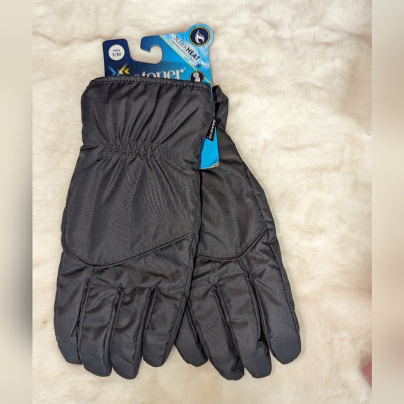 Isotoner Men's Leather Sleek Heat Leather Gloves Black Size Large